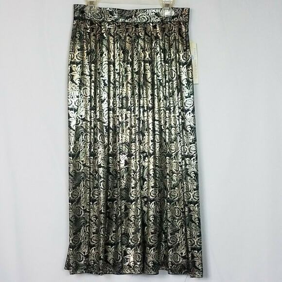 VINTAGE FUNDAMENTAL THINGS SKIRT Womens A-Line Skirt Black Gold Size 8 New - Picture 1 of 9